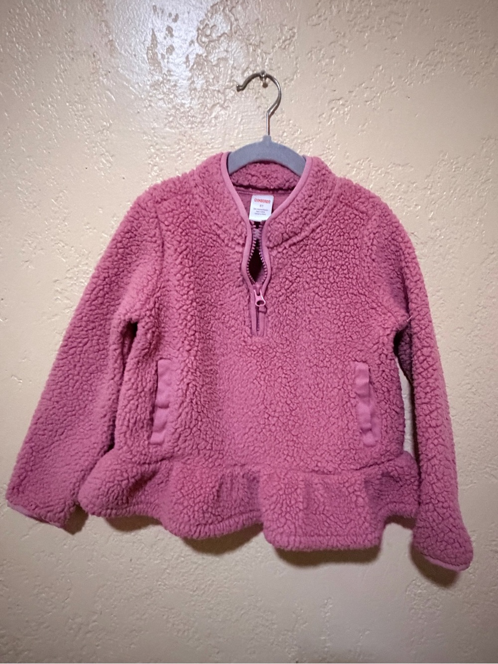 Gymboree Pink Sherpa Half-Zip Pullover with Ruffle Hem